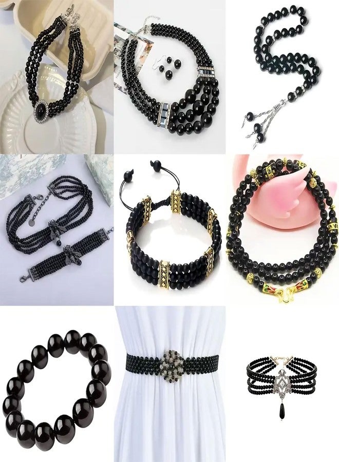 Indikonb Round Pearl Moti | Black Acrylic Faux Pearls (3MM-10MM) | Beads for Bracelet Making, DIY Jewelry, Mala & Rakhi Craft (6MM) - Image 3